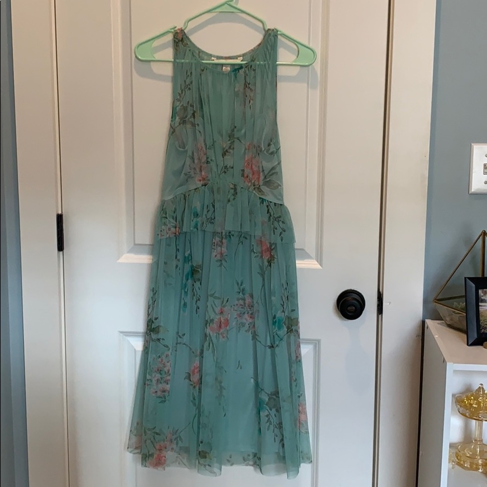 Teal tool dress w/ slip